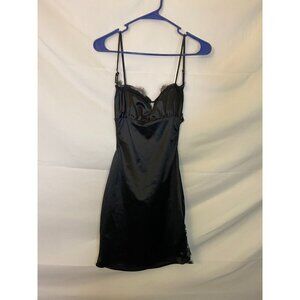 Y2K BETTER BE WOMENS JUNIORS SEXY BLACK DRESS SIZE M MEDIUM SILKY BACKLESS